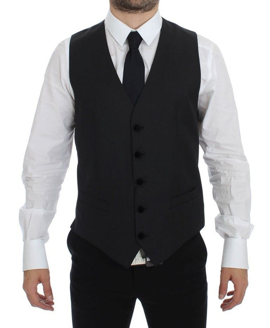 Dolce & Gabbana Elegant Gray Wool Dress Vest - Obsession Luxury