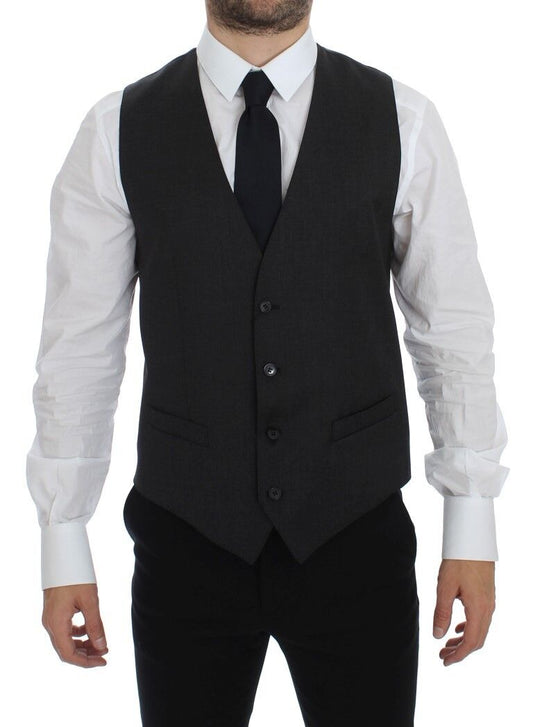 Dolce & Gabbana Elegant Gray Wool Formal Dress Vest - Obsession Luxury