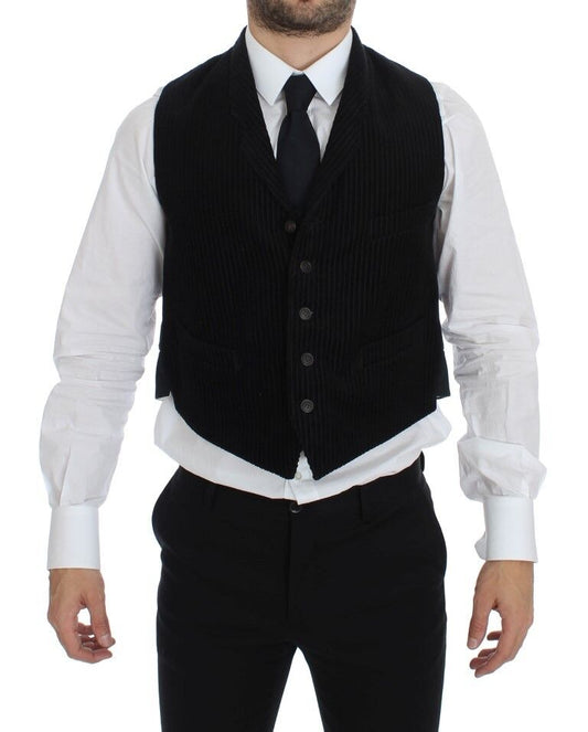 Dolce & Gabbana Elegant Black Manchester Dress Vest - Obsession Luxury