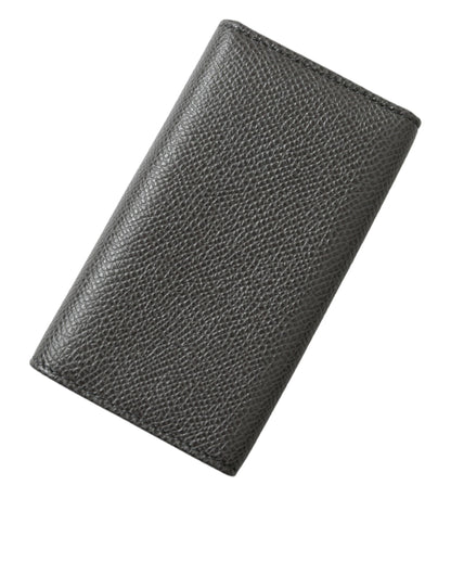 Dolce & Gabbana Chic Gray Leather Trifold Key Holder