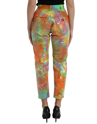 Dolce & Gabbana Multicolor High Waist Cropped Pants