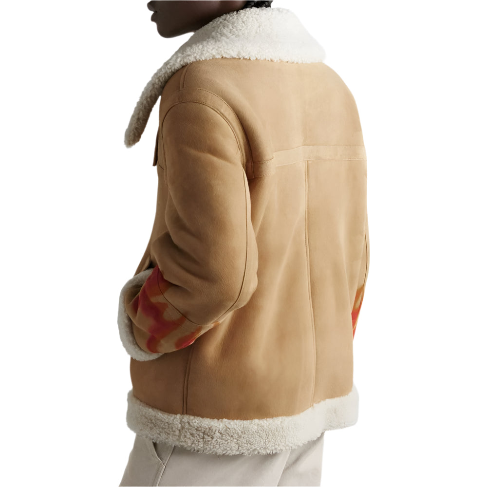 Palm Angels Beige Leather Men Jacket