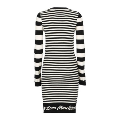 Love Moschino Elegant Striped Knit Dress with Long Sleeves