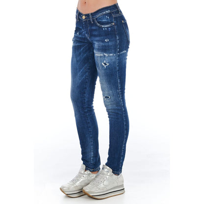 Frankie Morello Blue Cotton Women Jean