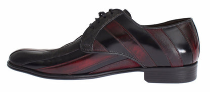 Dolce & Gabbana Elegant Black Bordeaux Striped Leather Dress Shoes - Obsession Luxury