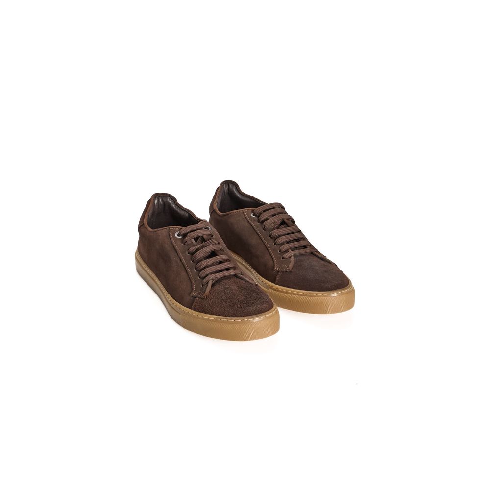 Roberto Pepe Luxury Brown Calfskin Men Sneaker