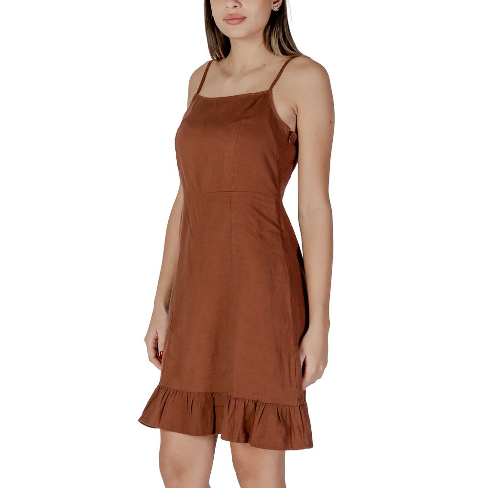 B.Young Brown Linen Dress