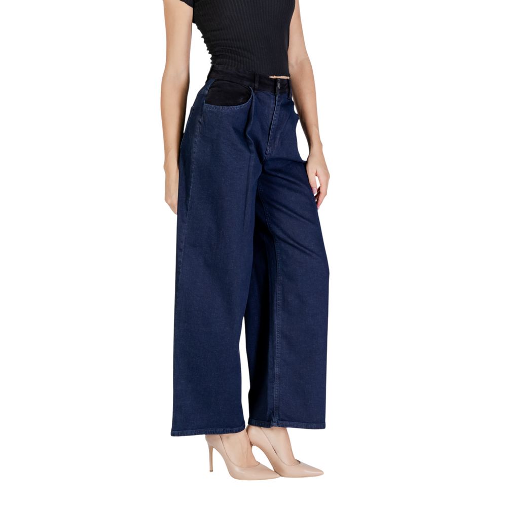 ICHI Blue Cotton Jeans & Pant