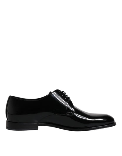 Dolce & Gabbana Black Patent Leather Derby Formal Dress Shoes