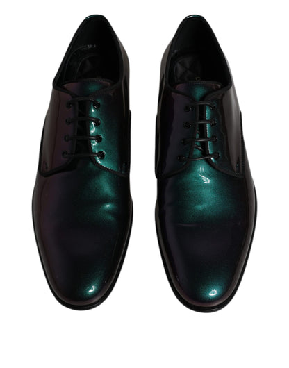 Dolce & Gabbana Peacock Patent Leather Derby Men Dress Shoes