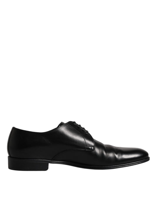 Dolce & Gabbana Black Leather Lace Up Men Derby Formal Shoes