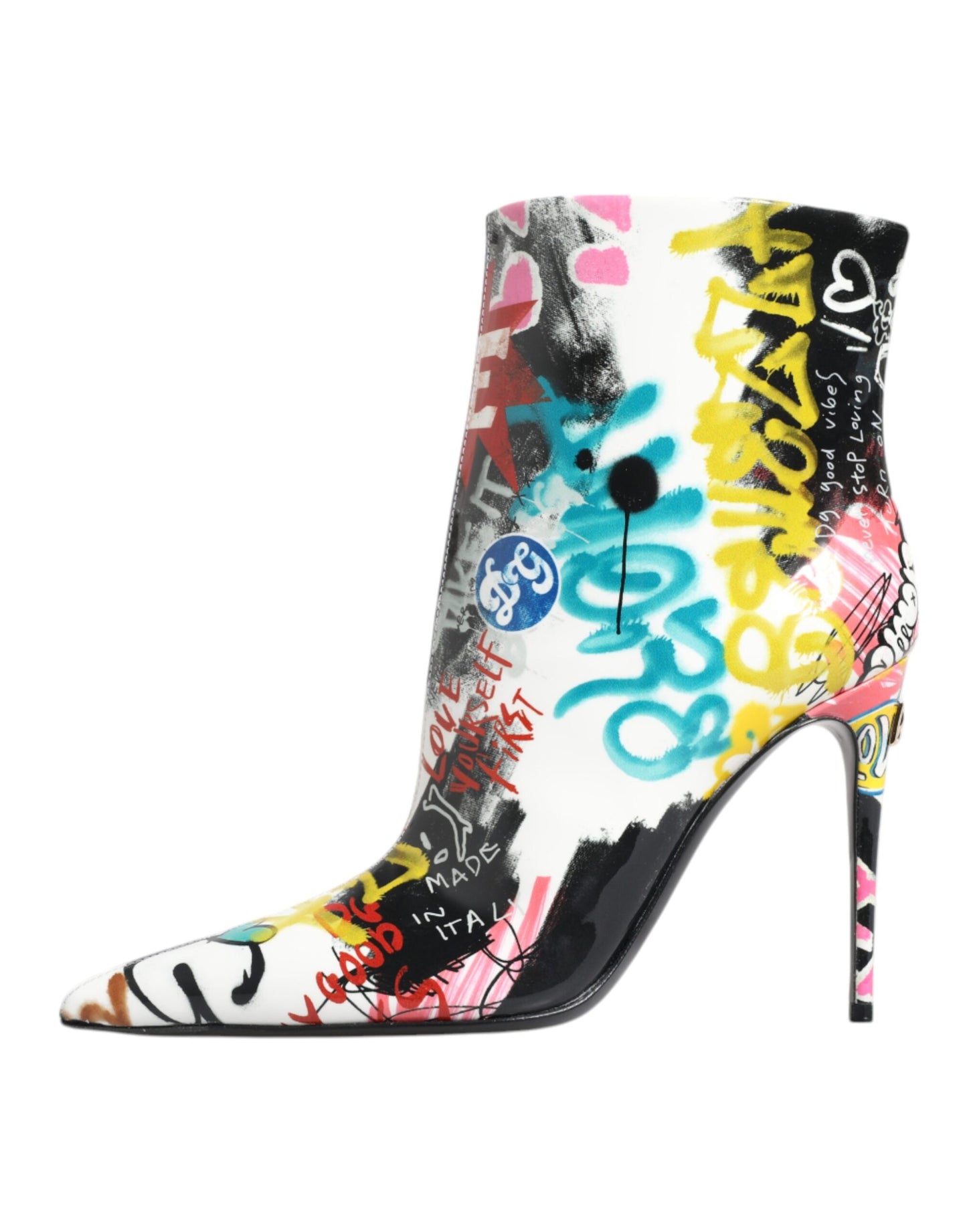 Dolce & Gabbana Multicolor Graffiti Keira Mid Calf Boots Shoes