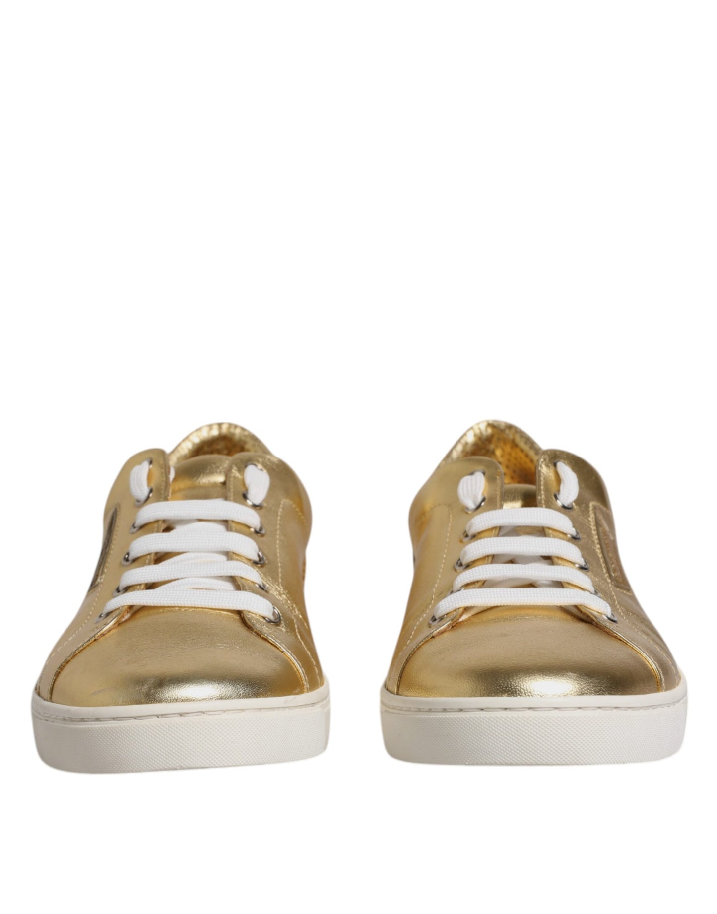 Dolce & Gabbana Gold Leather Logo London Men Sneakers Shoes