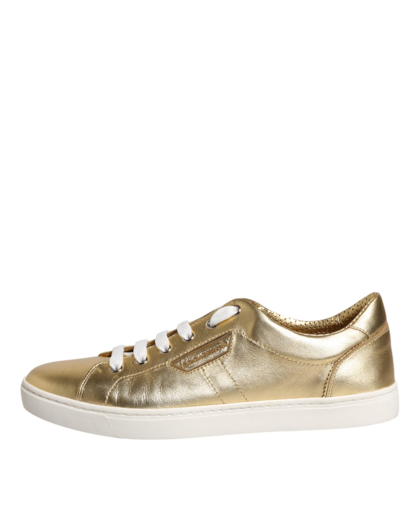 Dolce & Gabbana Gold Leather Logo London Men Sneakers Shoes