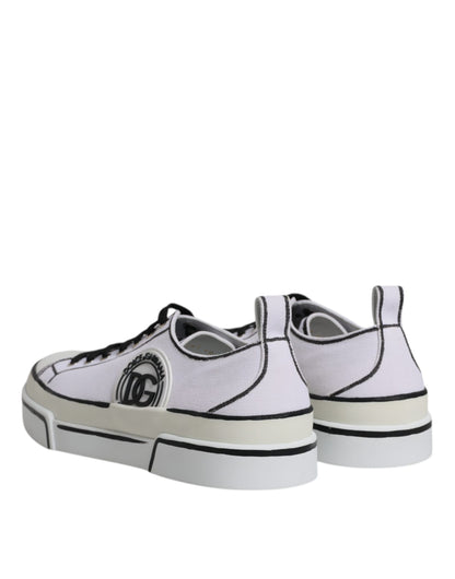 Dolce & Gabbana White Logo Canvas Low Top Men Sneakers Shoes