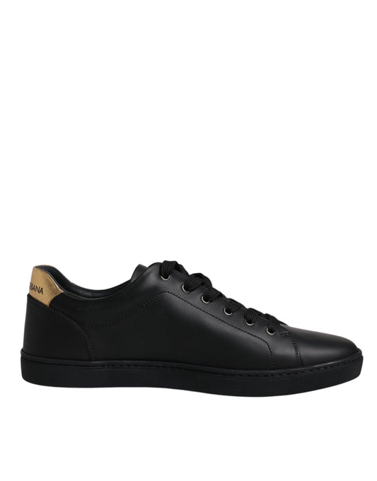 Dolce & Gabbana Black Leather London Heart Men Sneakers Shoes