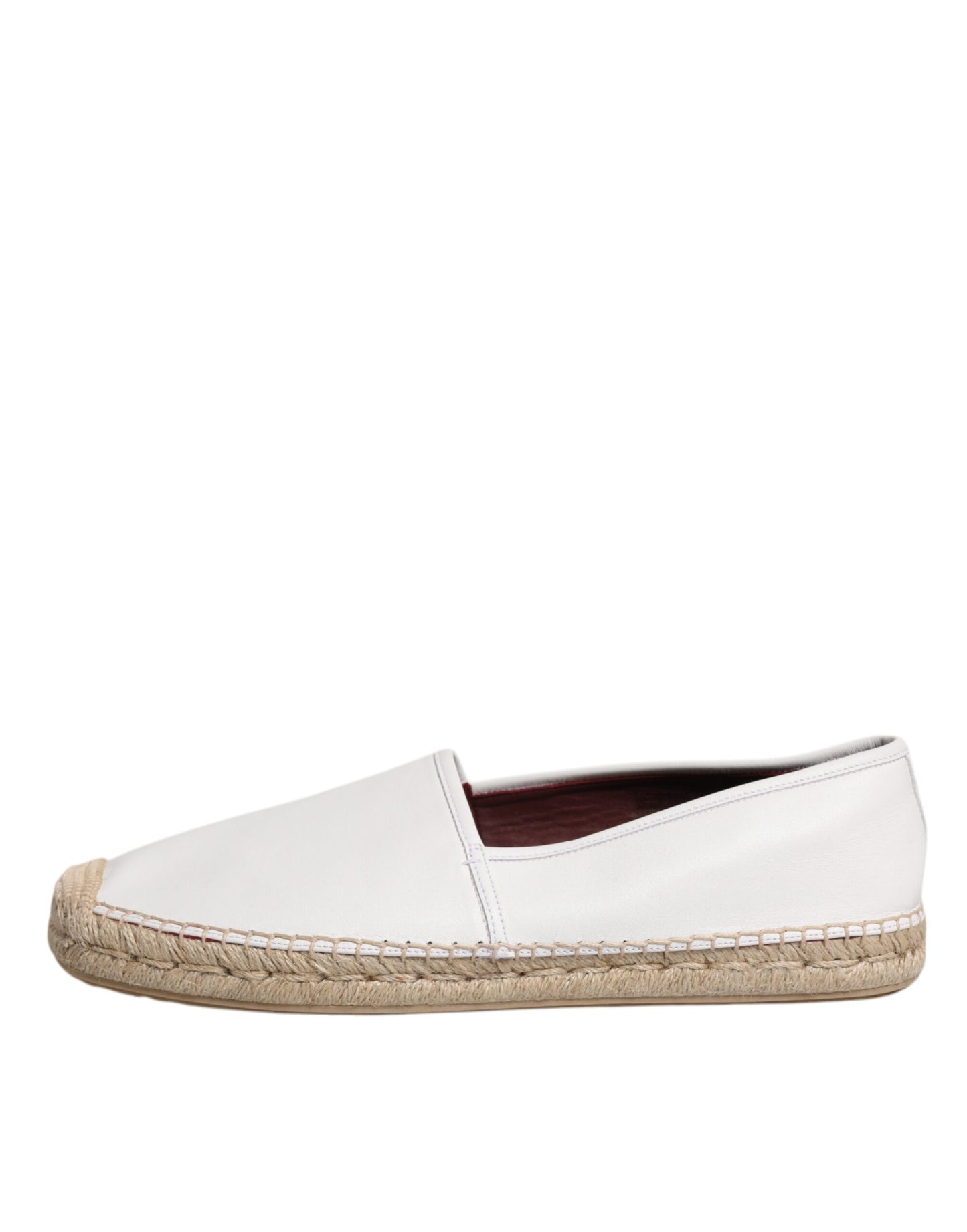 Dolce & Gabbana White Calfskin Leather Men Espadrilles Shoes