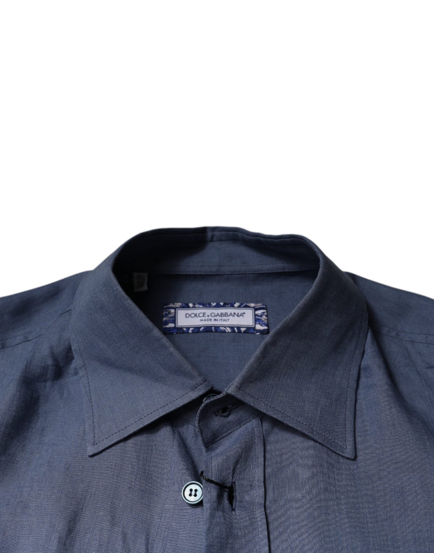 Dolce & Gabbana Blue Logo Long Sleeve Button Down Casual Shirt