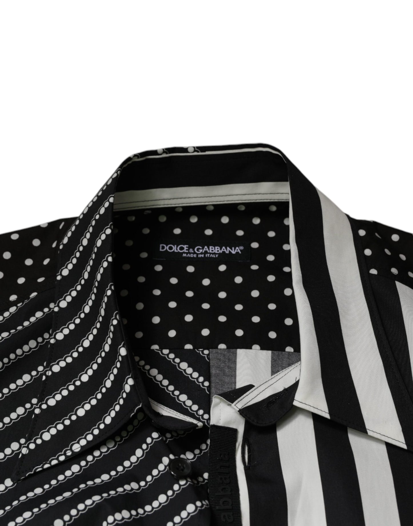 Dolce & Gabbana Black White Striped Button Down Casual Shirt