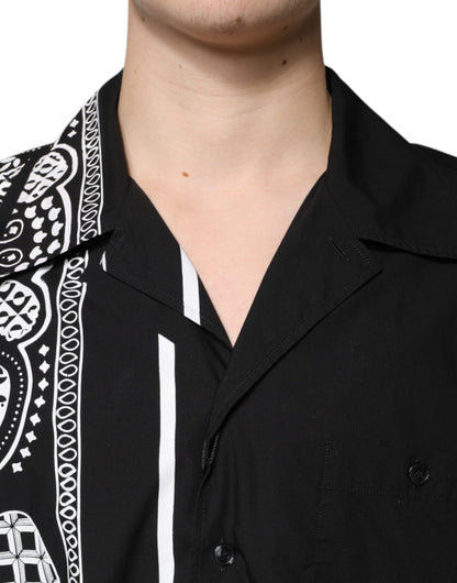 Dolce & Gabbana Black Logo Button Down Short Sleeve Shirt