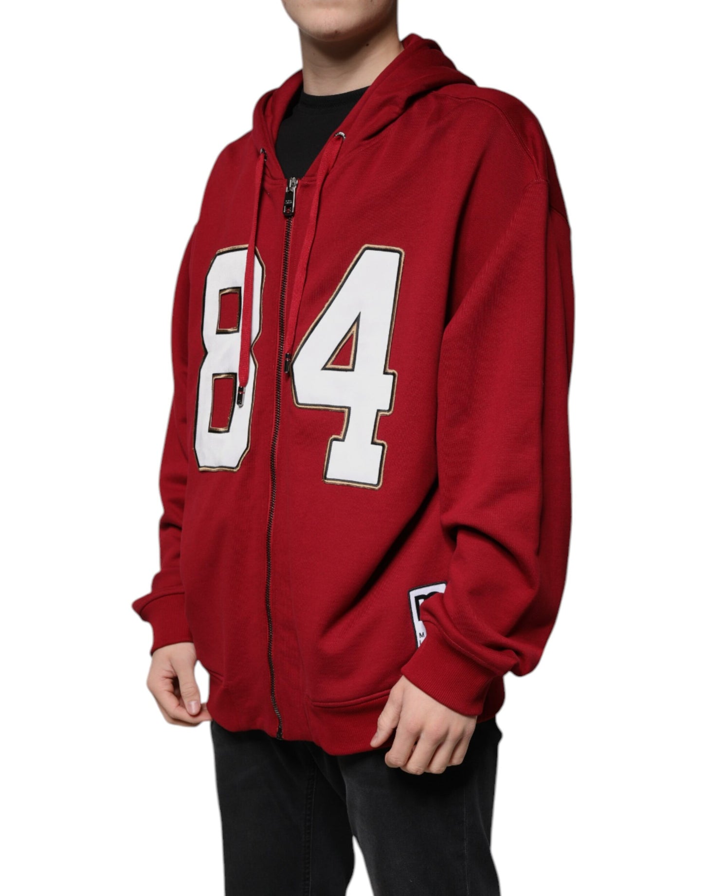 Dolce & Gabbana Red Cotton Hooded Zip Sweatshirt Sweater