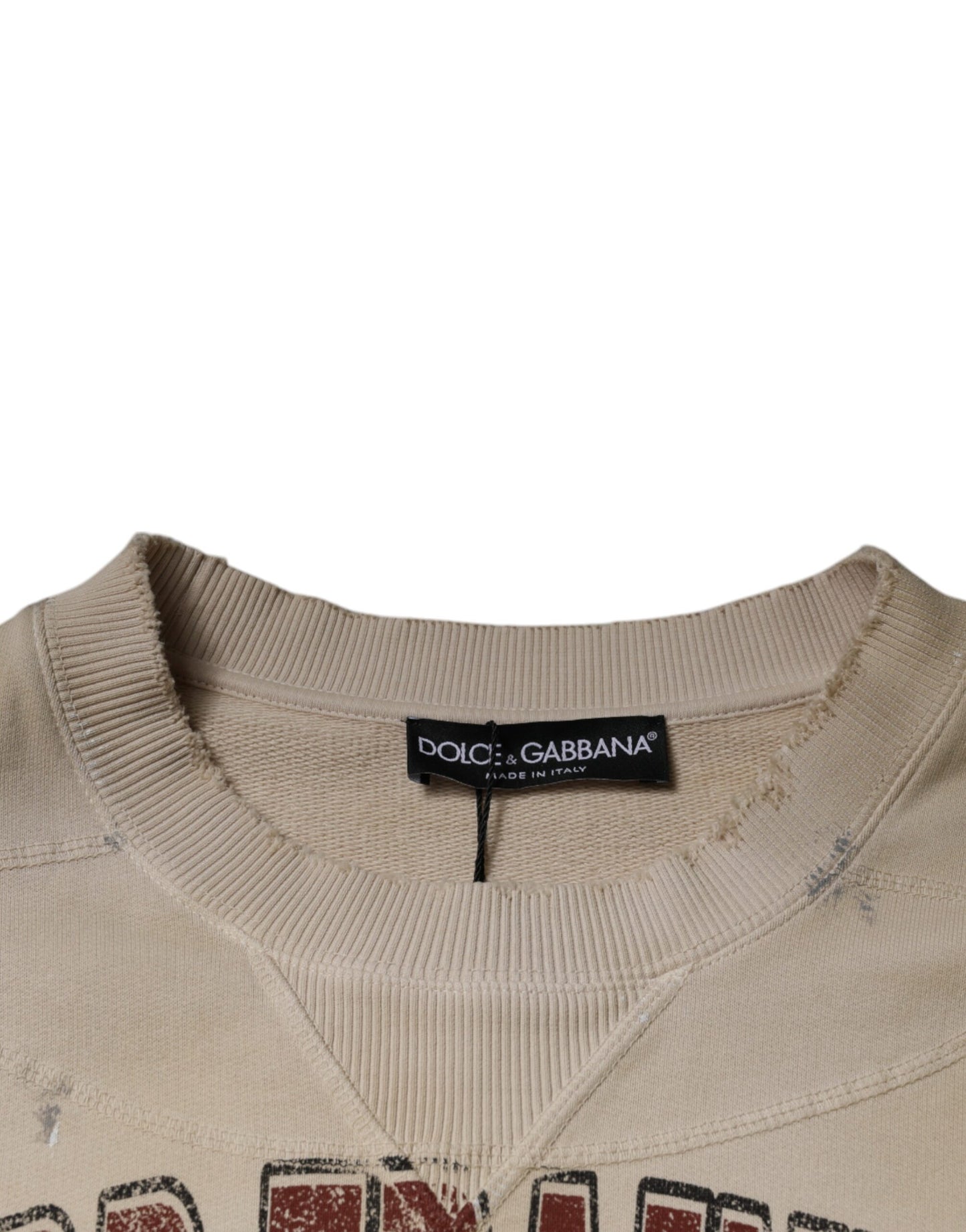 Dolce & Gabbana Beige Cotton Crew Neck Sleeveless T-shirt