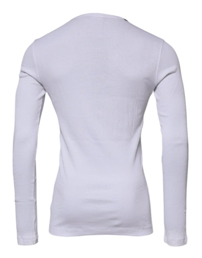 Dolce & Gabbana White Cotton Buttoned Men Pullover Sweater