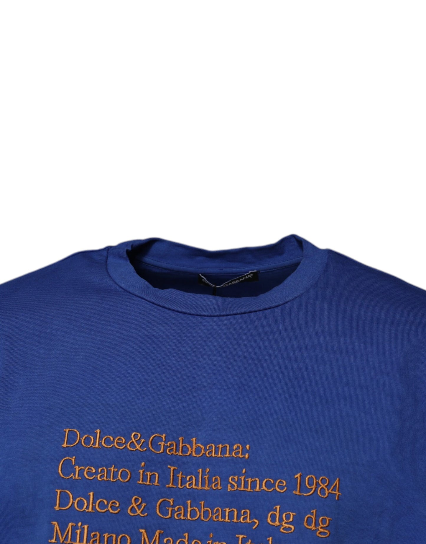 Dolce & Gabbana Blue Graphic Print Cotton Crew Neck T-shirt