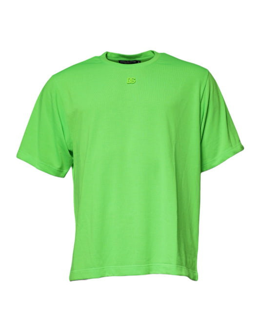 Dolce & Gabbana Green DG Logo Cotton Crew Neck T-shirt