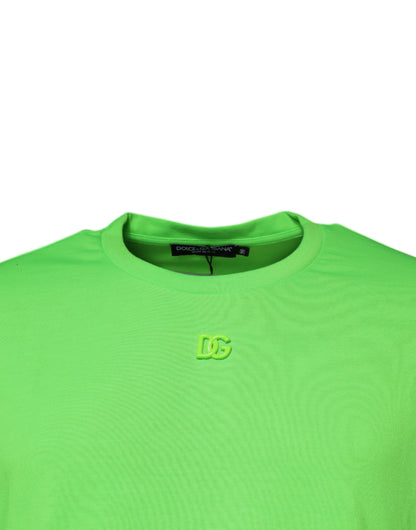 Dolce & Gabbana Green DG Logo Cotton Crew Neck T-shirt