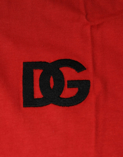 Dolce & Gabbana Red DG Logo Cotton Crew Neck T-shirt