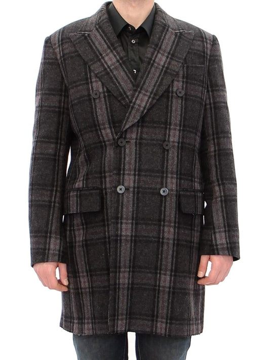 Dolce & Gabbana Sicilia Checkered Wool Blend Coat - Obsession Luxury