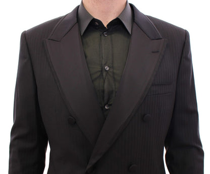 Dolce & Gabbana Elegant Black Striped Wool-Silk Blend Suit - Obsession Luxury