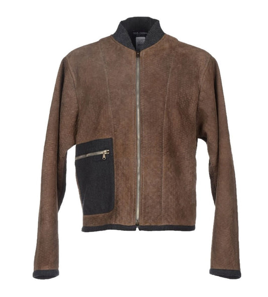 Dolce & Gabbana Elegant Leather & Wool Blend Jacket - Obsession Luxury