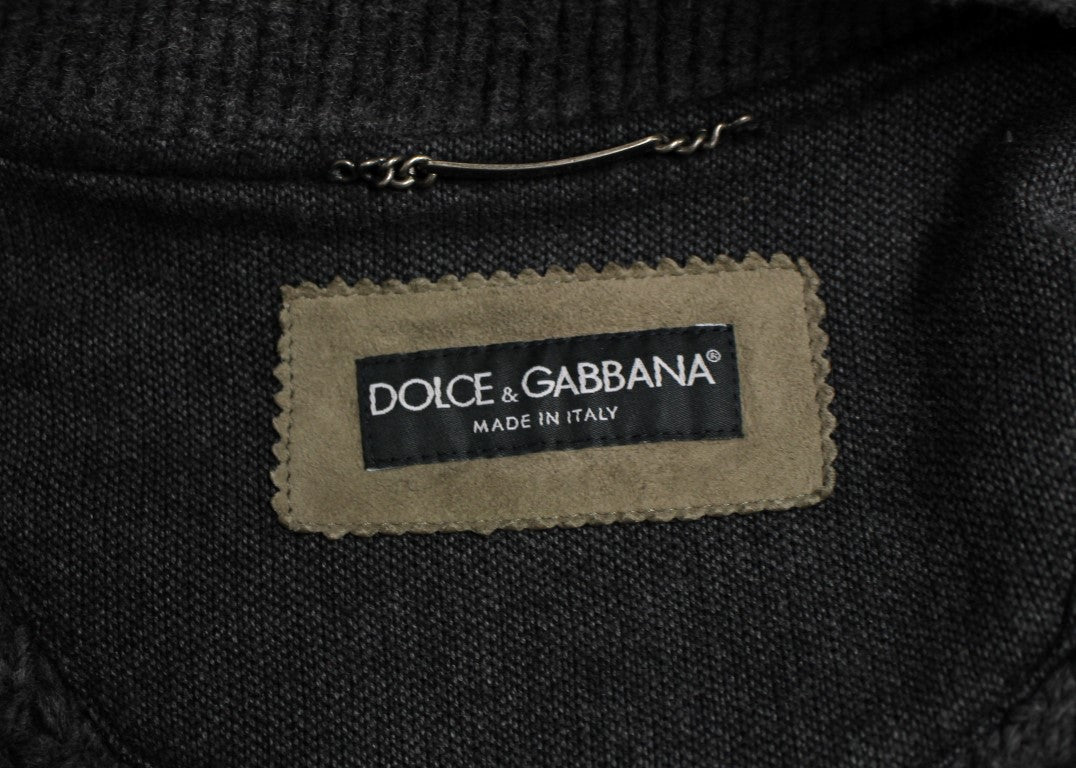 Dolce & Gabbana Elegant Leather & Wool Blend Jacket - Obsession Luxury