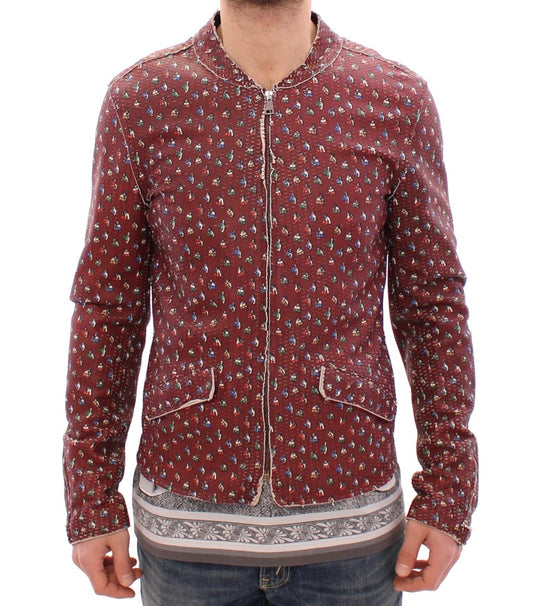 Dolce & Gabbana Exclusive Boxer Print Bordeaux Leather Jacket - Obsession Luxury