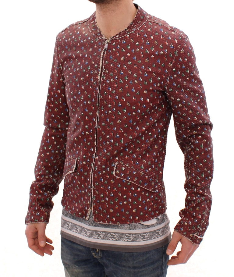 Dolce & Gabbana Exclusive Boxer Print Bordeaux Leather Jacket - Obsession Luxury