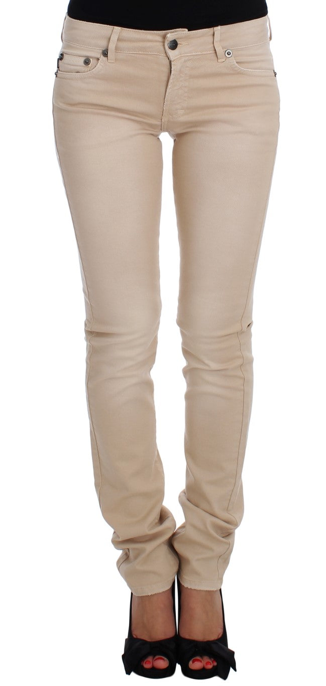 Cavalli Beige Cotton Stretch Slim Fit Jeans - Obsession Luxury