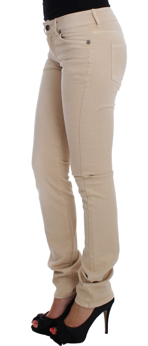 Cavalli Beige Cotton Stretch Slim Fit Jeans - Obsession Luxury