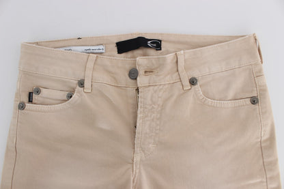 Cavalli Beige Cotton Stretch Slim Fit Jeans - Obsession Luxury