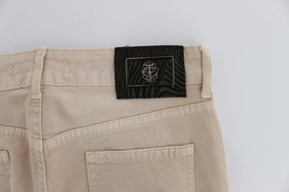 Cavalli Beige Cotton Stretch Slim Fit Jeans - Obsession Luxury