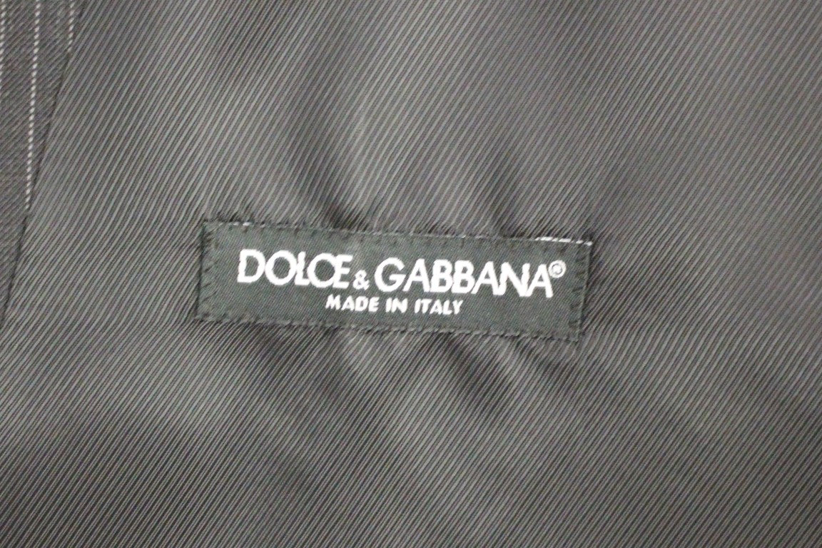 Dolce & Gabbana Elegant Gray Striped Dress Vest - Obsession Luxury