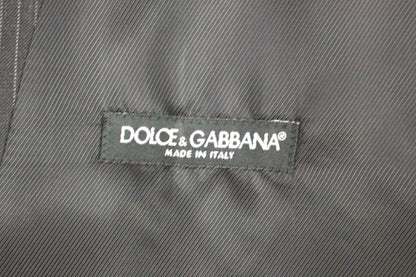 Dolce & Gabbana Elegant Gray Striped Dress Vest - Obsession Luxury