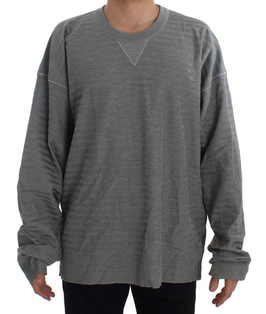 Dolce & Gabbana Elegant Gray Silk Crewneck Pullover Sweater - Obsession Luxury