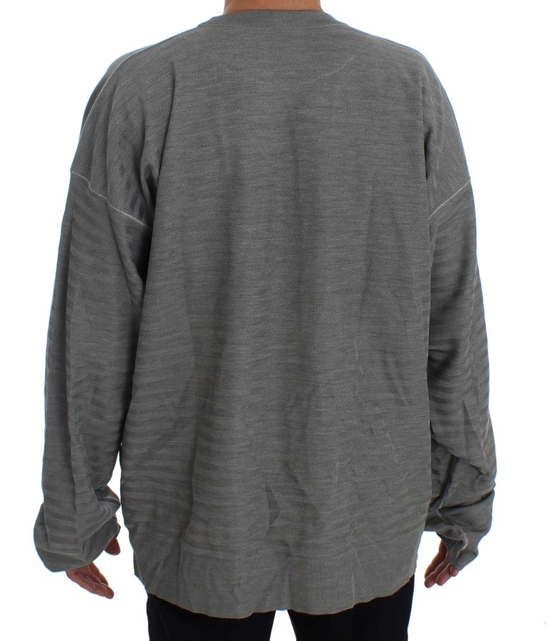 Dolce & Gabbana Elegant Gray Silk Crewneck Pullover Sweater - Obsession Luxury