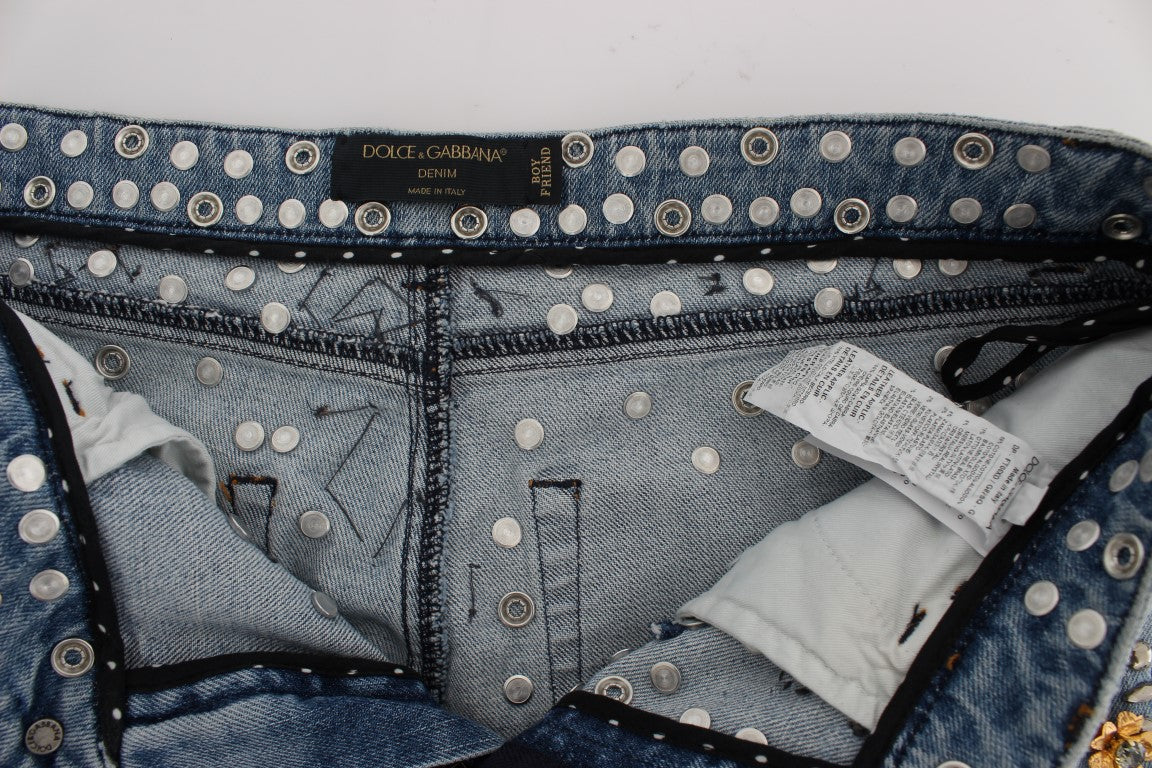 Dolce & Gabbana Enchanted Sicily Crystal Heart Boyfriend Jeans - Obsession Luxury