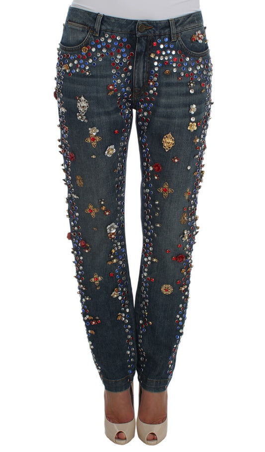 Dolce & Gabbana Enchanted Sicily Crystal Heart Boyfriend Jeans - Obsession Luxury