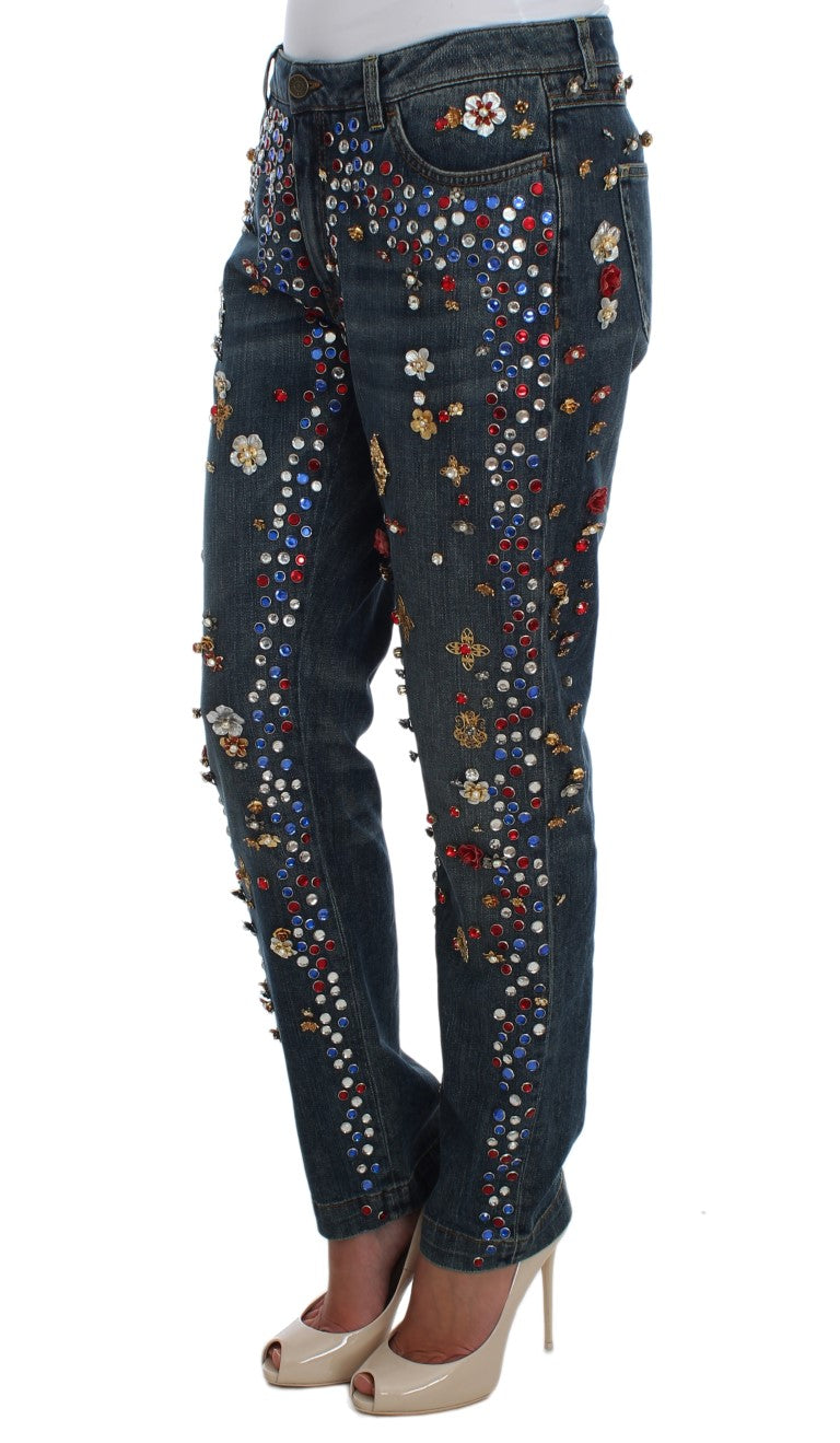 Dolce & Gabbana Enchanted Sicily Crystal Heart Boyfriend Jeans - Obsession Luxury