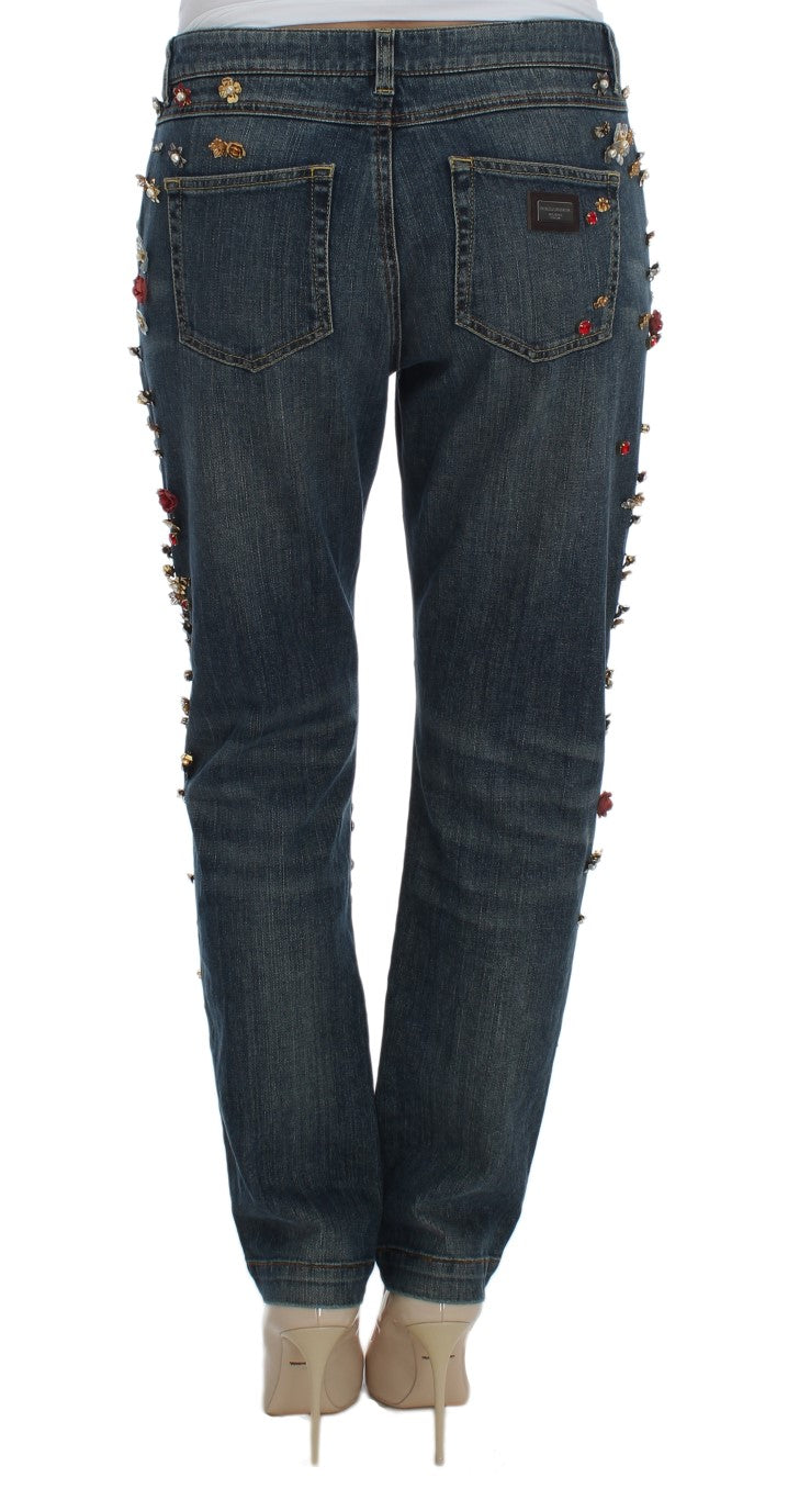 Dolce & Gabbana Enchanted Sicily Crystal Heart Boyfriend Jeans - Obsession Luxury