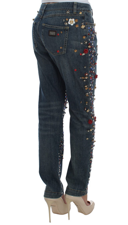 Dolce & Gabbana Enchanted Sicily Crystal Heart Boyfriend Jeans - Obsession Luxury